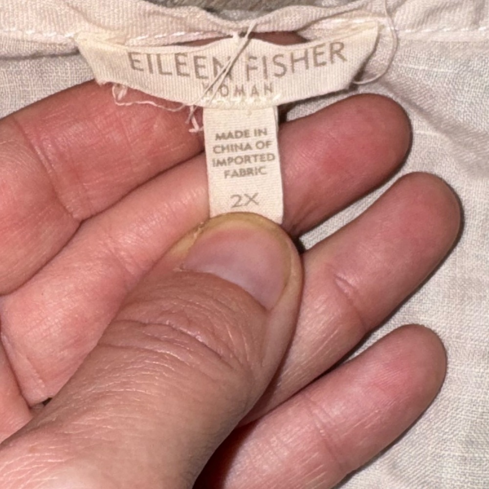 Eileen Fisher 100% Irish Linen Ruffled Tie Front Top Cardigan Neutral Size 2X - Picture 4 of 9